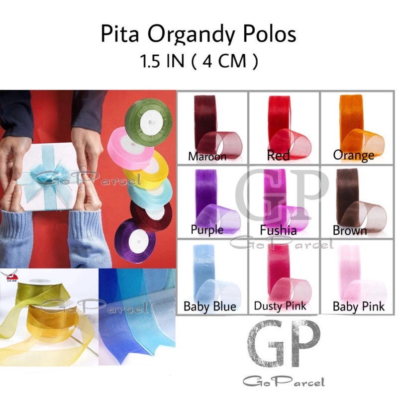 ( Rol 20 Yard ) SILK ORGANDY GIFT RIBBON 2 IN ( 5 CM ) - PITA KADO ORGANDI POLOS 50MM / ORGANZA CHIFFON TRANSLUCENT