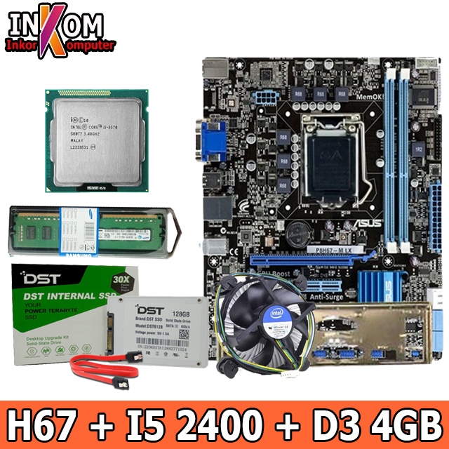 Motherboard Mainboard Mobo Intel LGA 1155 H67 + Processor i5 2400