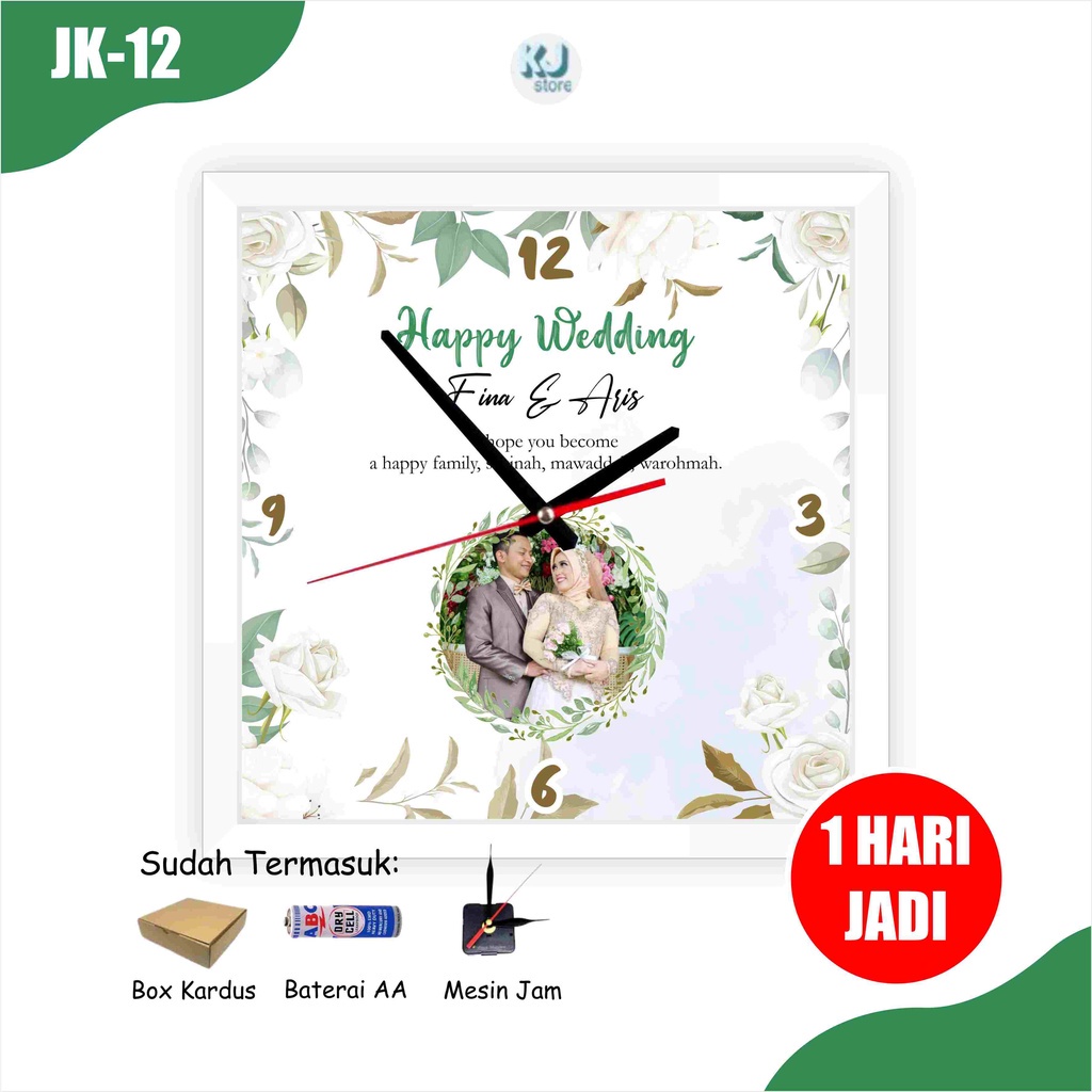 Jam Dinding Kado Wisuda Gift Birthday Ultah Graduation Hadiah Pernikahan Wedding Souvenir Ulang Tahun Kayu Kotak Murah Cepat Cowok Cewek Lucu Aestetik Estetik Aesthetic Motif Bunga Custom Reques Nama Foto Holder Standing Jam Rak Jam Meja Ukuran Kecil