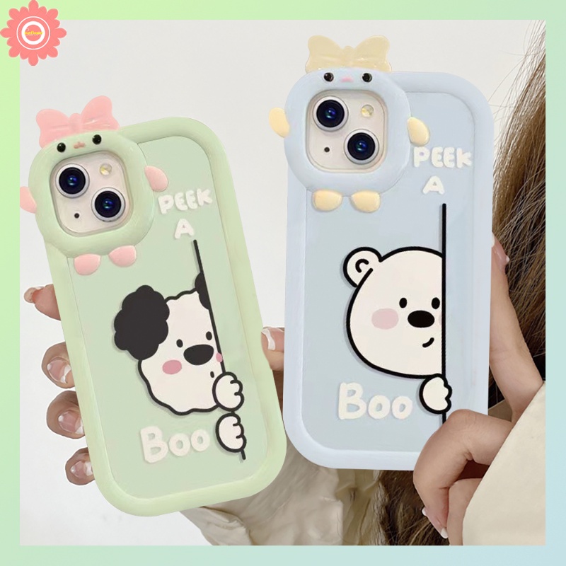 Soft Case Tpu Motif Kartun Beruang 3D Untuk iPhone 11 13 12 14 Pro Max X 7Plus XR XS Max 8 7 6s 6 14 Plus SE 2020