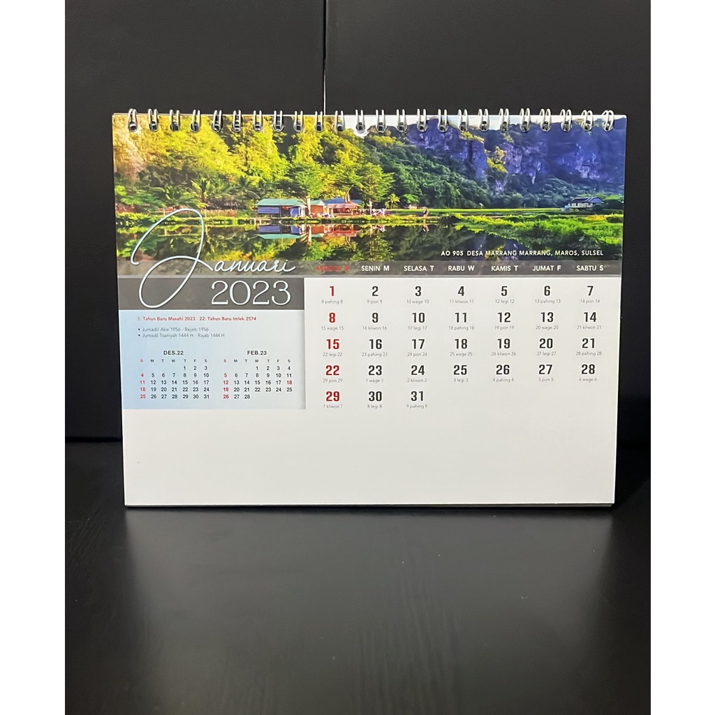 Kalender meja 2023 panorama alam  indonesia