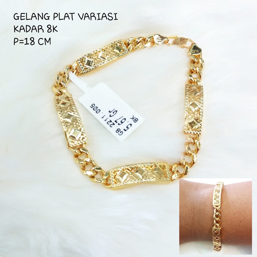 Gelang dubai plat kadar 375 8k ringan murah