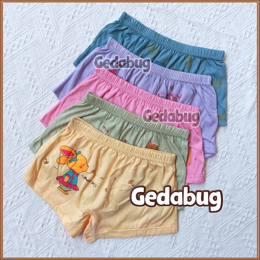 6 Pcs - CD Boxer Anak Golden Nick SA-077 Print | Celana dalam anak Girl/Cewe Bahan katun lembut | Gedabug