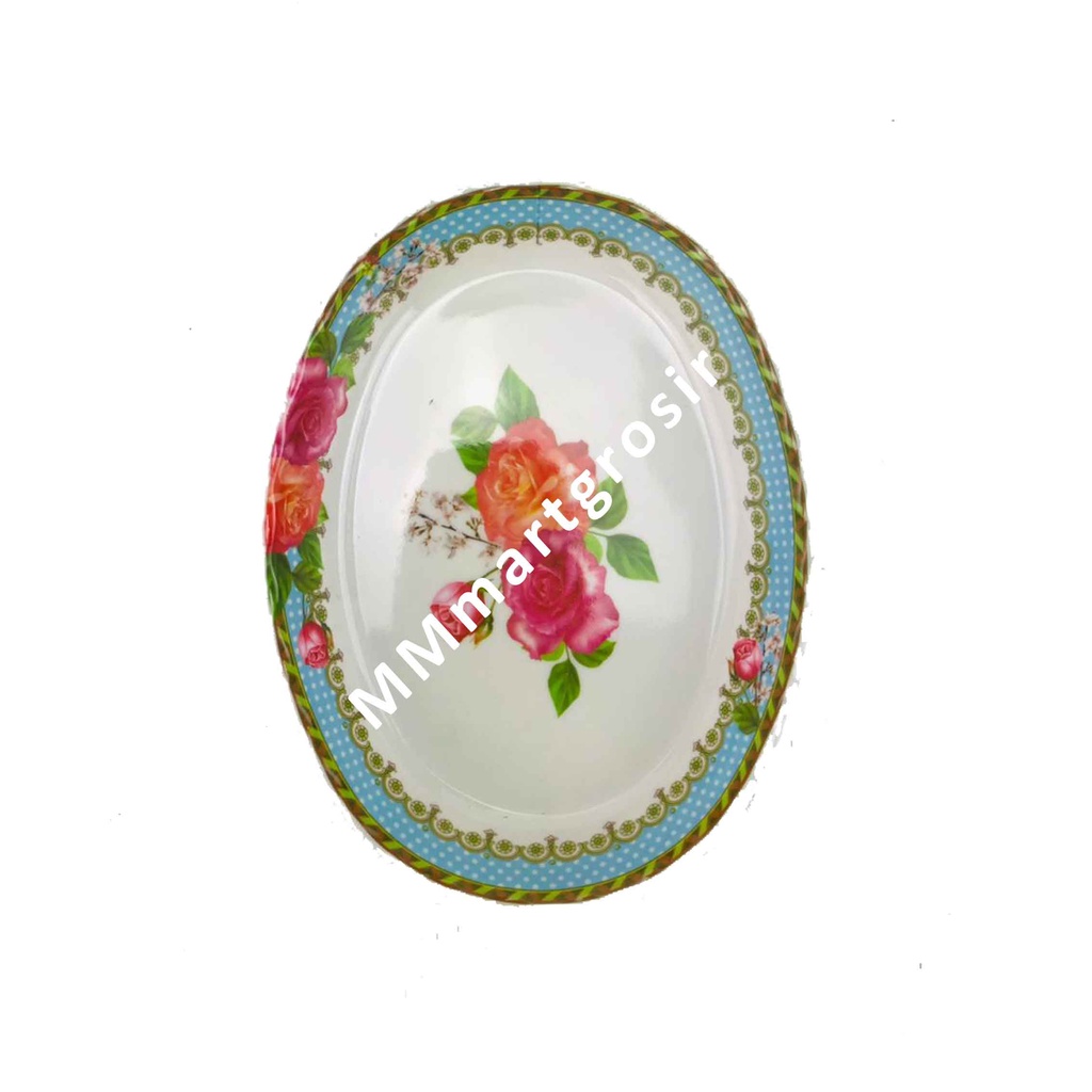 Piring Oval Hugico / Piring Ulir Melamine / Piring Motif Bunga / Ovbeo-08