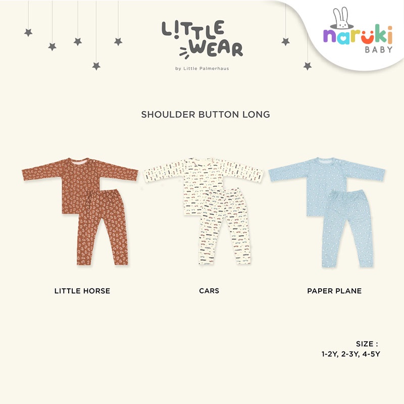 Little Palmerhaus Little Wear Button Shoulder Long Sleeve Piyama Bayi