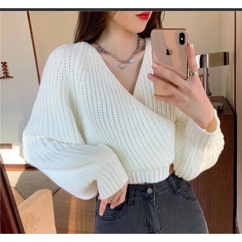 Zelline Official Atasan Bunnie Sweater Crop Top