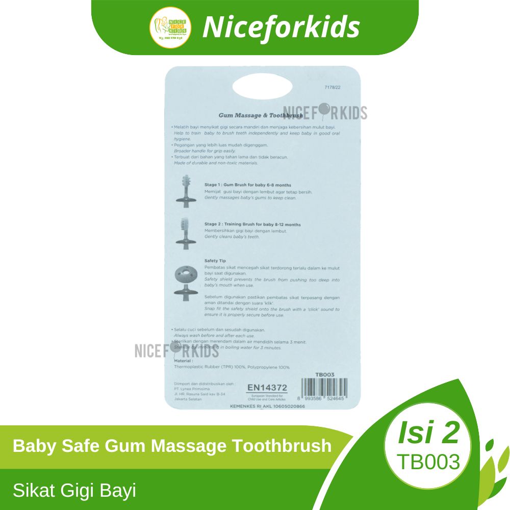 Baby Safe Gum Massage &amp; Toothbrush (TB003) / Sikat Gigi Bayi