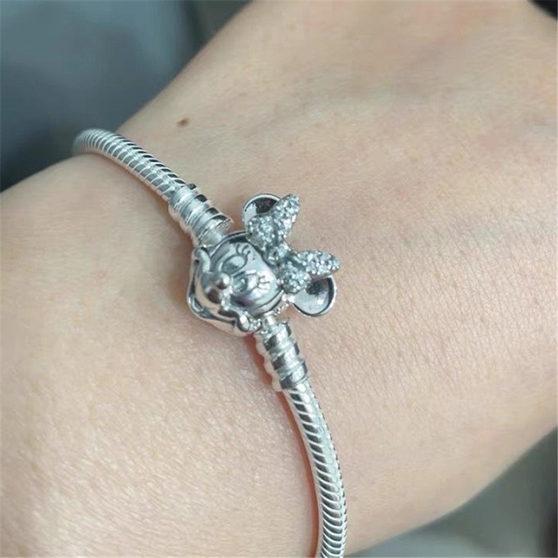 Pandora Gelang 925 Silver Desain Minnie Aksen Berlian Untuk Unisex