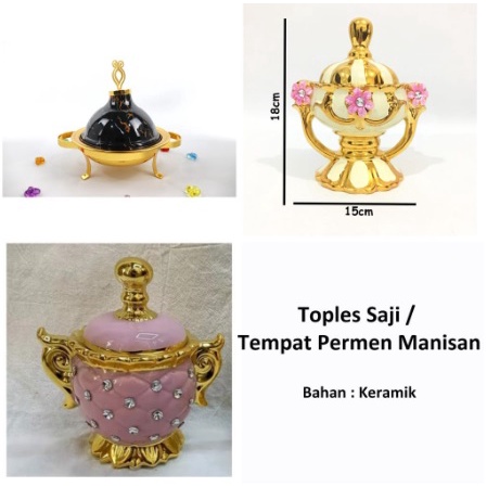 Toples Serbaguna / Tempat Permen / Tempat Saji Motif Bunga