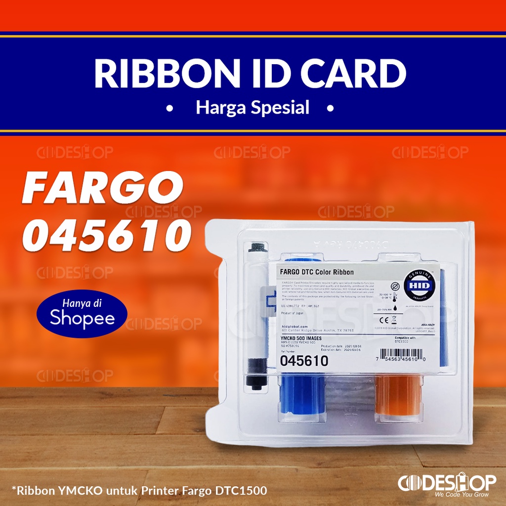 Ribbon Color FARGO DTC1500 YMCKO Tinta Printer ID Card DTC-1500 (PN: 045610)