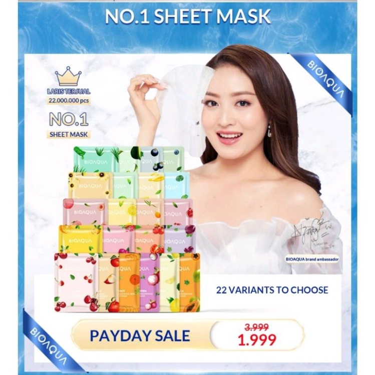 ALIJOJO【BPOM】BIOAQUA sheet mask Brightening Hydrating Essence face Mask