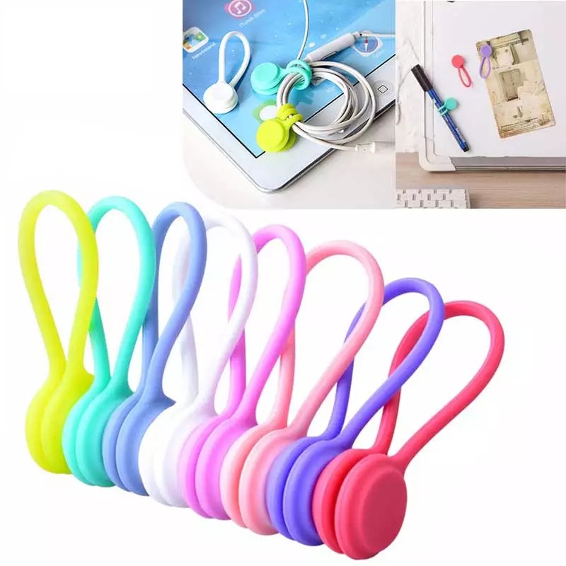 Klip Holder Penyimpanan Kabel Data Earphone Magnetik Bahan Silikon Lembut