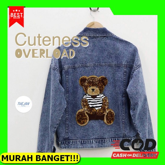 (Realpict) Jaket Jeans Wanita Crop/Jaket Jeans Korean/Jaket Jeans Lengan Balon/Jisso Jaket Jeans Wan