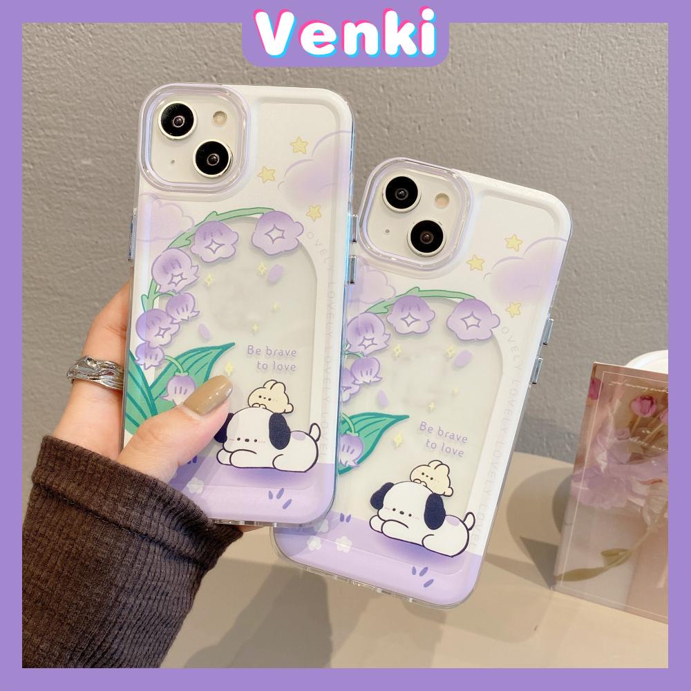 Case For iPhone 14 Pro Max Soft TPU Big Hole Space Case Lily of the Valley &amp; Puppy Plating Buttons Camera Protection Shockproof For iPhone 14 13 12 11 Plus Pro Max 6 7 8 Plus XR XS