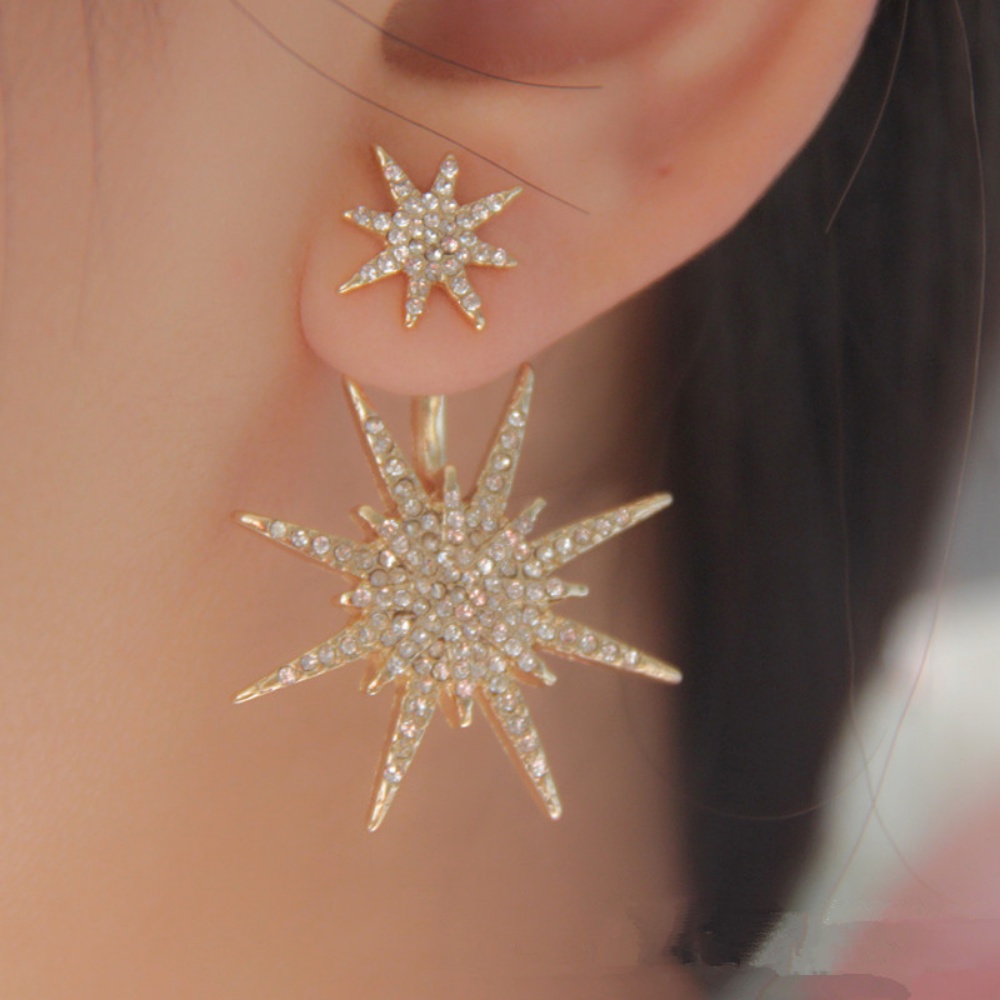 Anting Tusuk Gantung Desain Snowflake Hias Berlian Gaya Eropa / Amerika Untuk Wanita