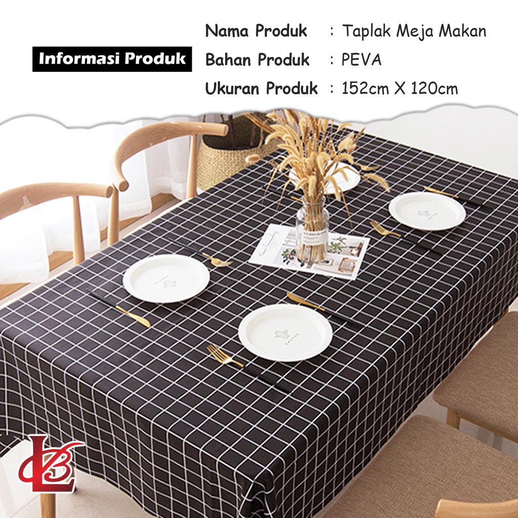 Taplak Meja Makan Ruang Tamu Anti Air Pvc Ukuran Besar 152x120 Motif Modern / Taplak Meja Makan Kotak Ruang Tamu Anti Air Tebal Premium (D10-3C)