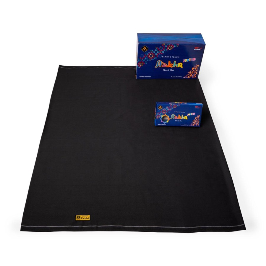 SARUNG AZKHA JUNIOR POLOS HITAM / POLOS HITAM TANPA TUMPAL / Sarung sholat / sarung Azka / sarung Re