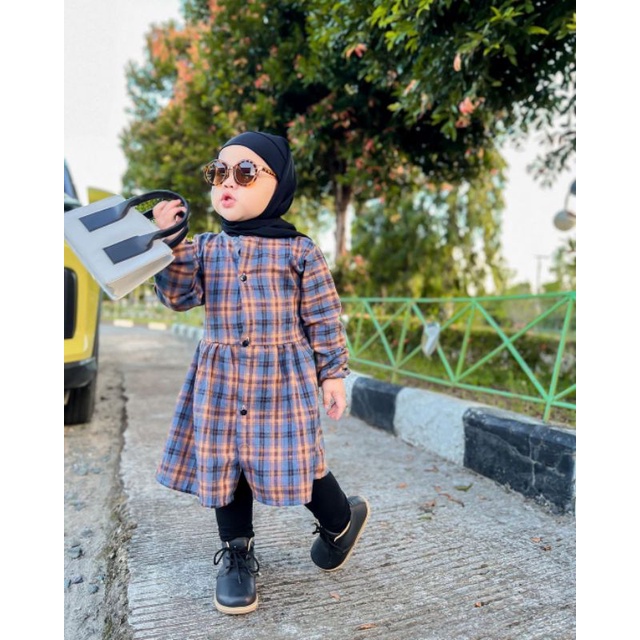 Baju Pesta Dress Tunik Anak 1 2 3 4 5 6 7 Tahun Bahan Flanel