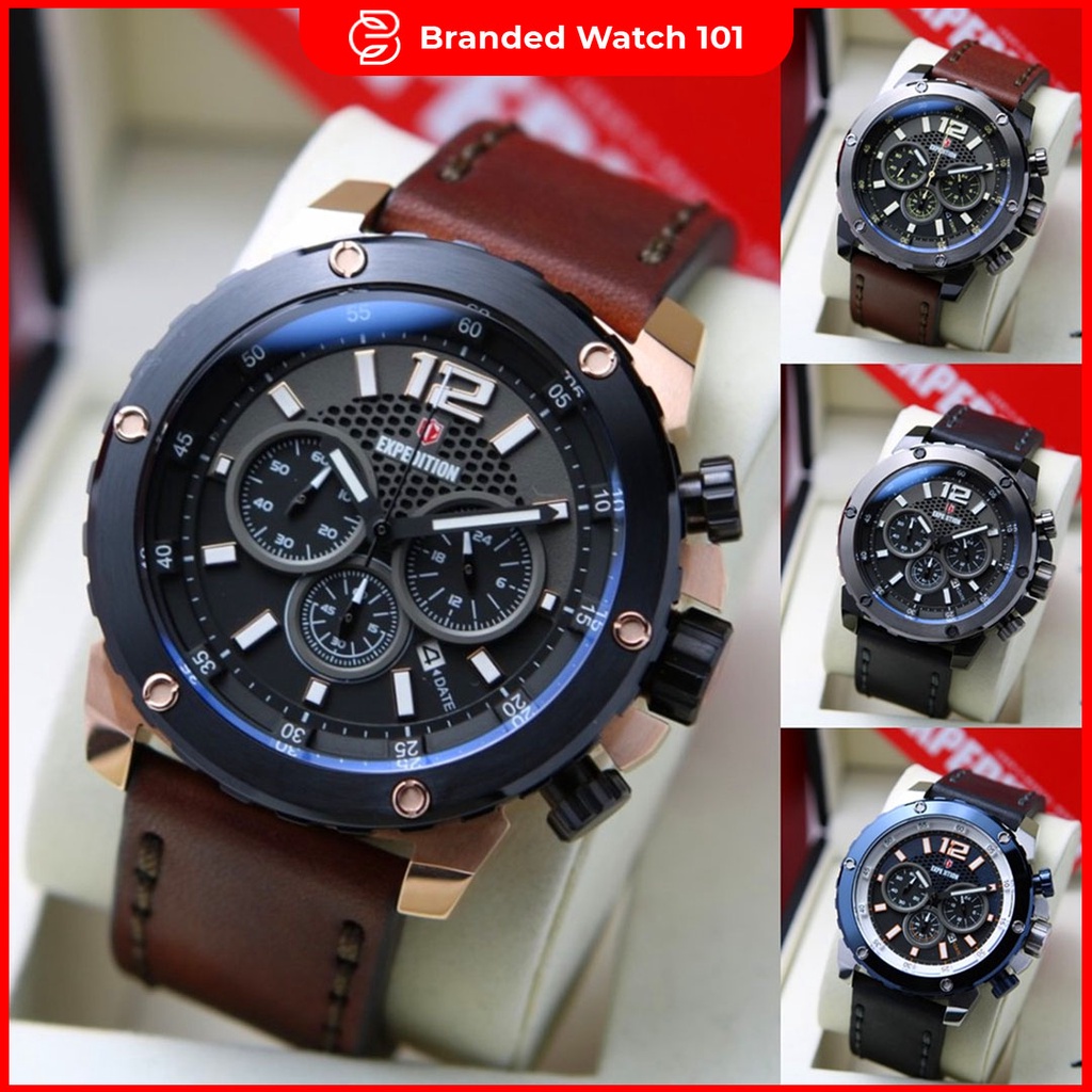 ORIGINAL Jam Tangan Pria Expedition E 6767 / E6767 / 6767 Garansi Resmi 1 Tahun, Leather