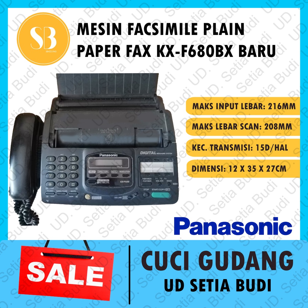 Mesin Facsimile Kertas HVS / Plain Paper Fax Panasonic KX-F680BX Baru Gres