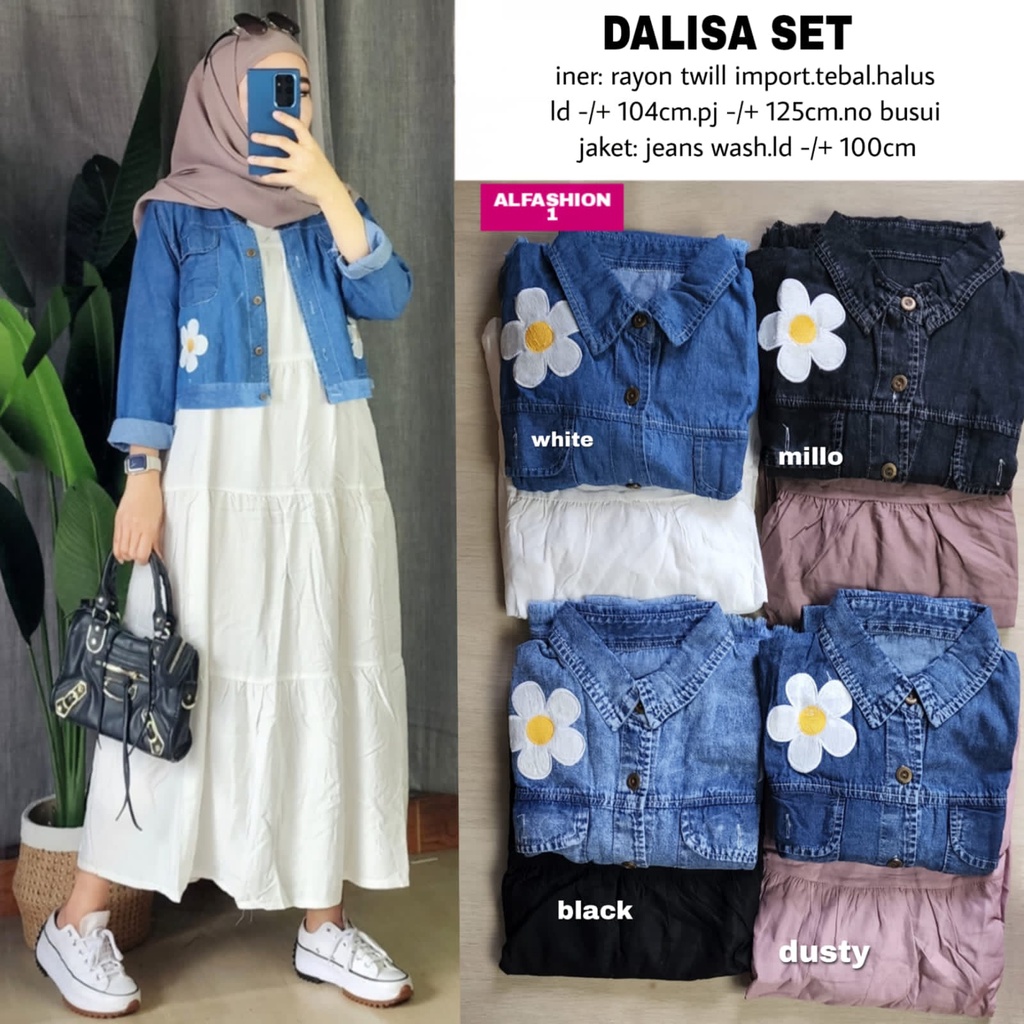 DALISA SET DRESS GAMIS OUTER JEANS ORI ALFASHION