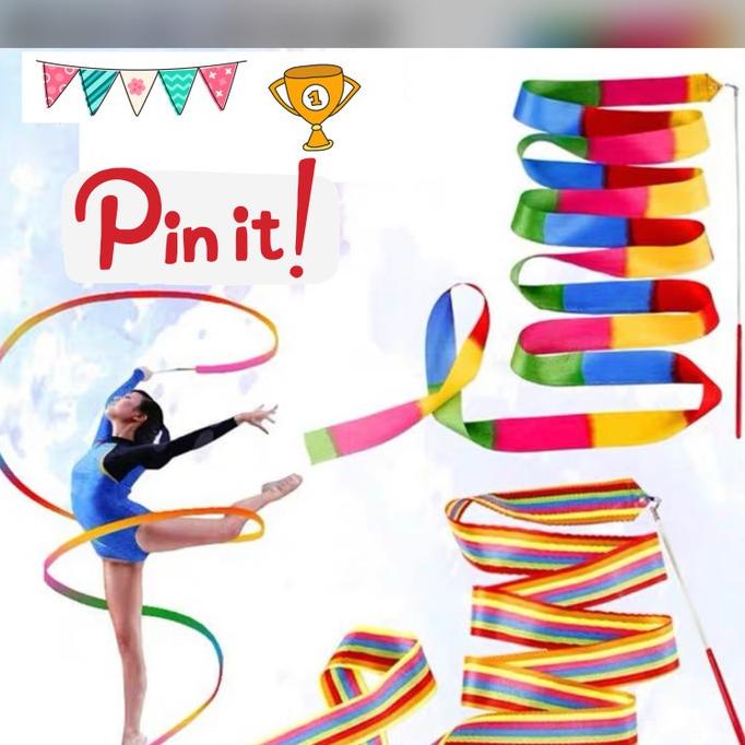 PRODUK- TALI PITA TARI STIK BALET SENAM RITMIK TWIRLING RIBBON GYMNASTIC STICK .