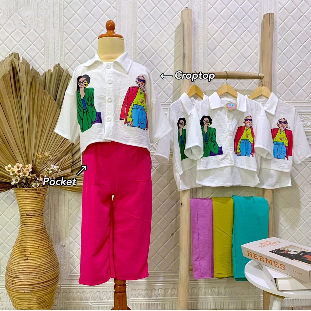 Baju croptop anak perempuan model slebew usia 2 sampai 10 tahun