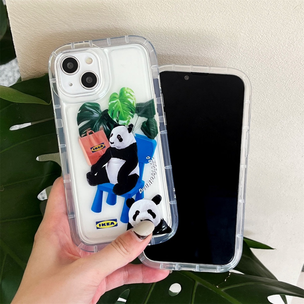 Soft Case Silikon TPU Transparan Motif Panda Untuk IPhone 14 13 12 11 Pro XS Max XR X 8 7 6 6S Plus