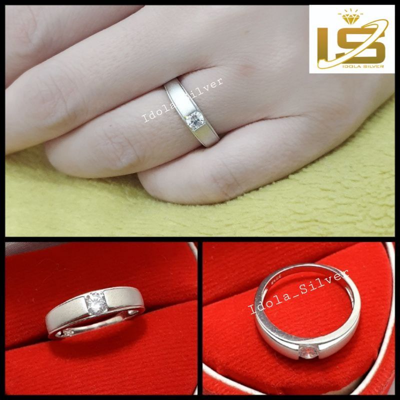 CINCIN PERAK ASLI SILVER PRIA/WANITA 925 LAPIS EMAS PUTIH MODEL RING / CINCIN COUPLE / CINCIN TUNANGAN/CINCIN KAWIN - PERHIASAN PERAK ASLI