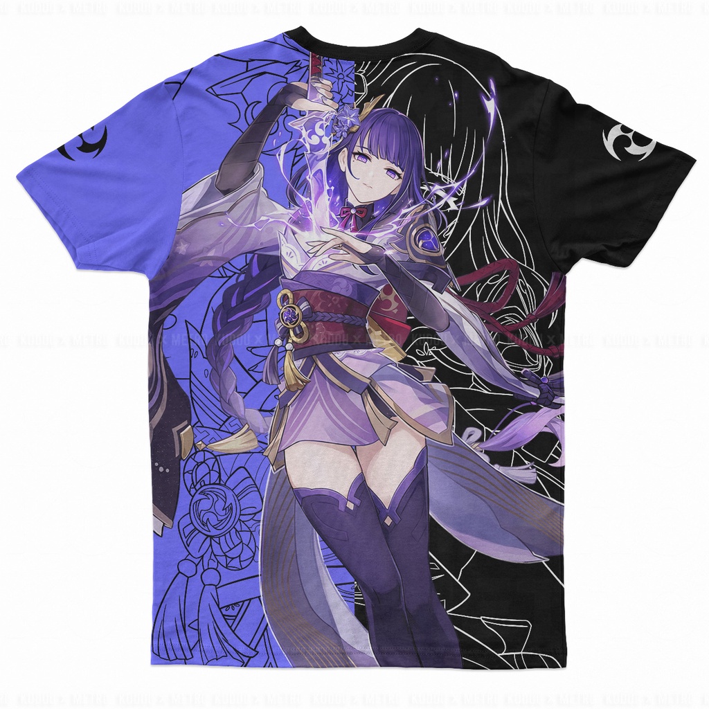 Tshirt Raiden Shogun Fullprint Genshin Impact Gaming Gamer Anime Premium Unisex