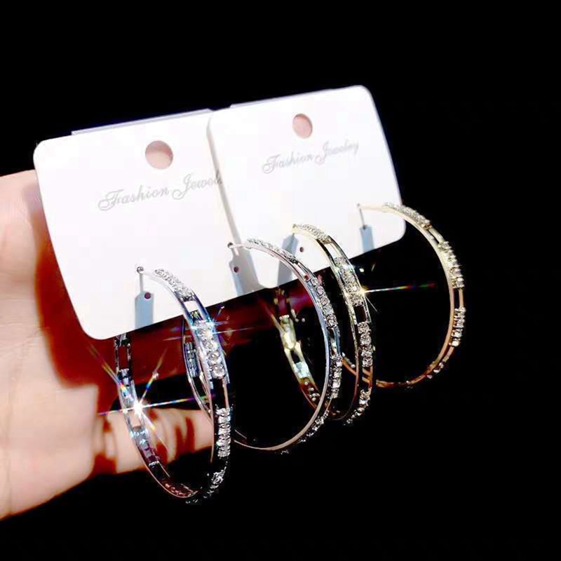 Fancyqube Fancycube Anting Bulat Lapis Emas 18k Dengan Batu Zircon Berkilau Untuk Wanita