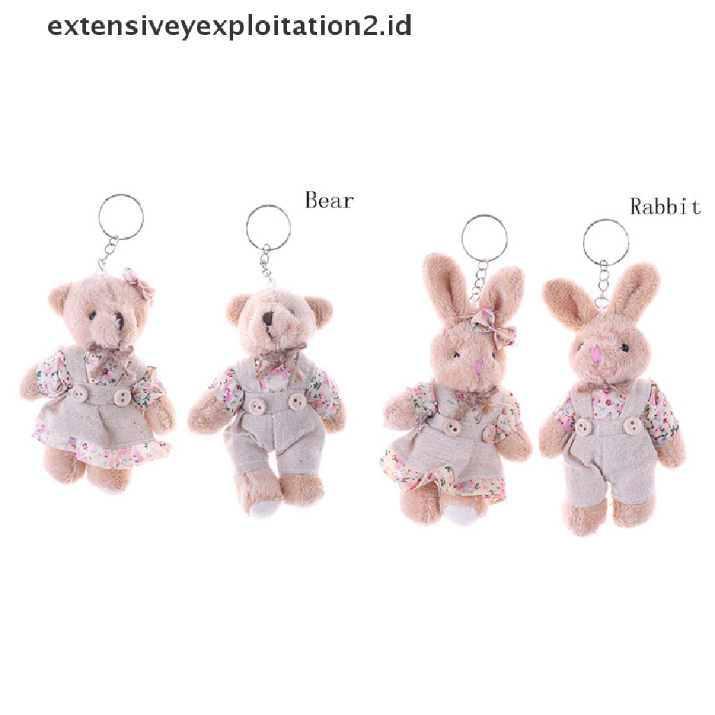 1 Pasang Gantungan Kunci Boneka Kelinci Teddy Bear Bahan Kain Plush 11cm Untuk Hadiah Pasangan Teman 2017