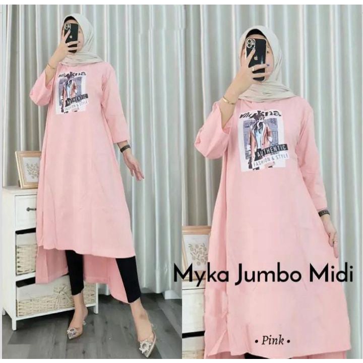 MYKA MIDI DRESS BL BAHAN KAOS KATUN COMBED 24s MOTIF POLOS APLIKASI SABLON UKURAN M L XL XXL MIDI DRESS JUMBO GAMIS WANITA TERBARU KOREAN STYLE MIDI DRESS CASUAL MUSLIMAH KAOS ATASAN WANITA OVERSIZE LENGAN PANJANG