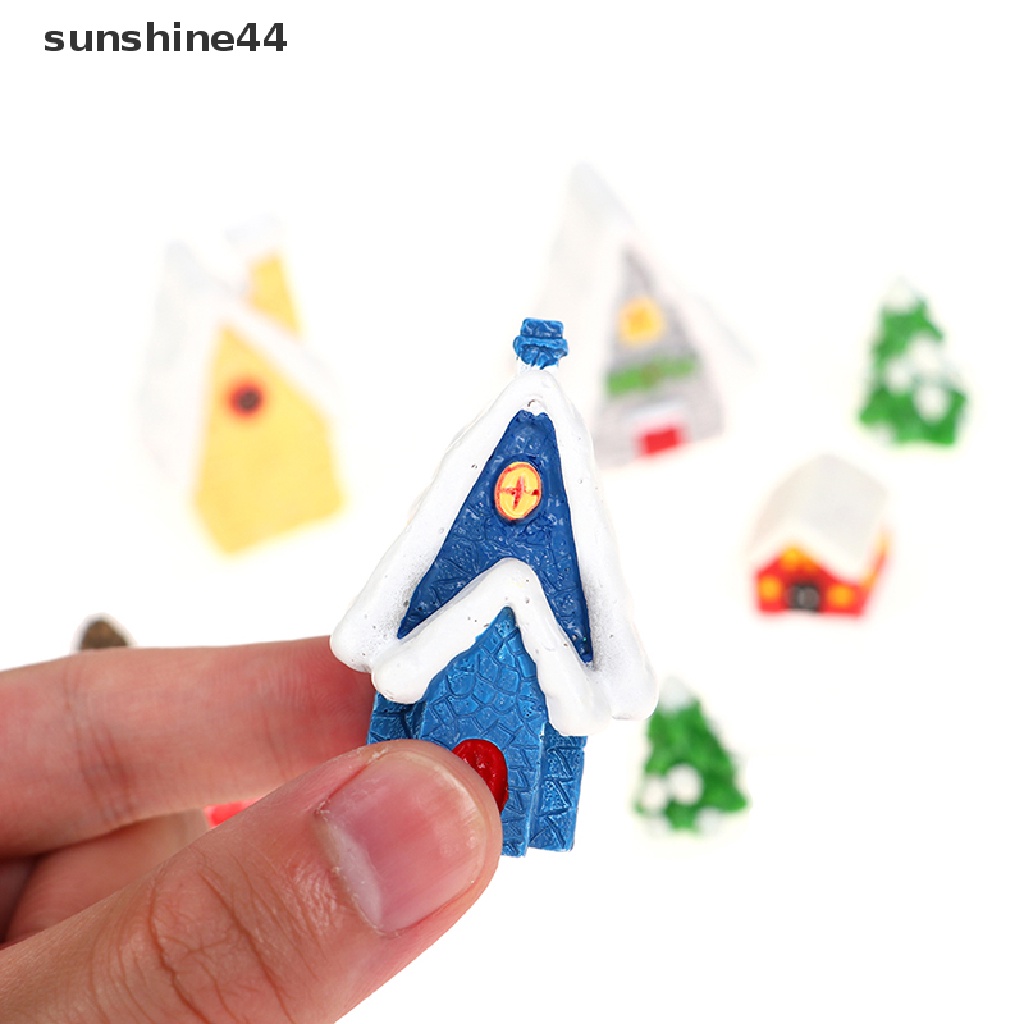 Sunshine Mainan Miniatur Pohon Natal / Santa Claus / Malaikat Bahan Kayu Untuk Dekorasi Rumah Boneka