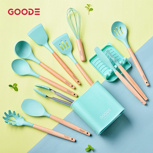 Square Bucket Utensil Set 13pcs 1093 silicone utensil set GOODE