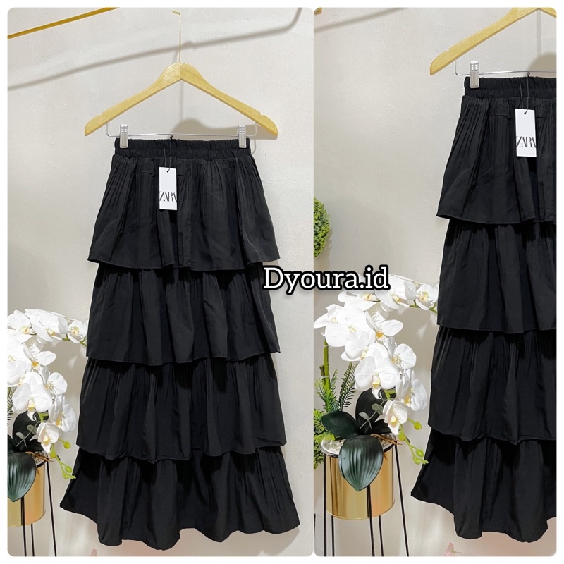 Rok Bervin / rok zara bella import / Rok Susun 4 Import / Rok umpak IMPORT BKK / TATAOS BANGKOK MJS FENNY LONG SKIRT PLISKET SUSUN ROK OMBAK 4 SUSUN PANJANG RUMBAI KOREAN STYLE