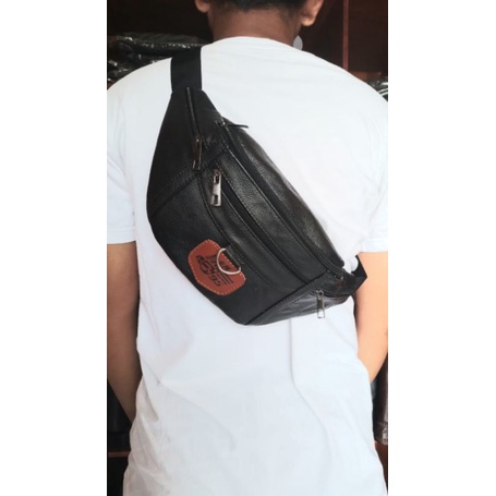 Waistbag Pria Kulit Asli Original Tas Slempang pria Kulit Asli Model Terbaru Anti Api Anti Air New Elegant