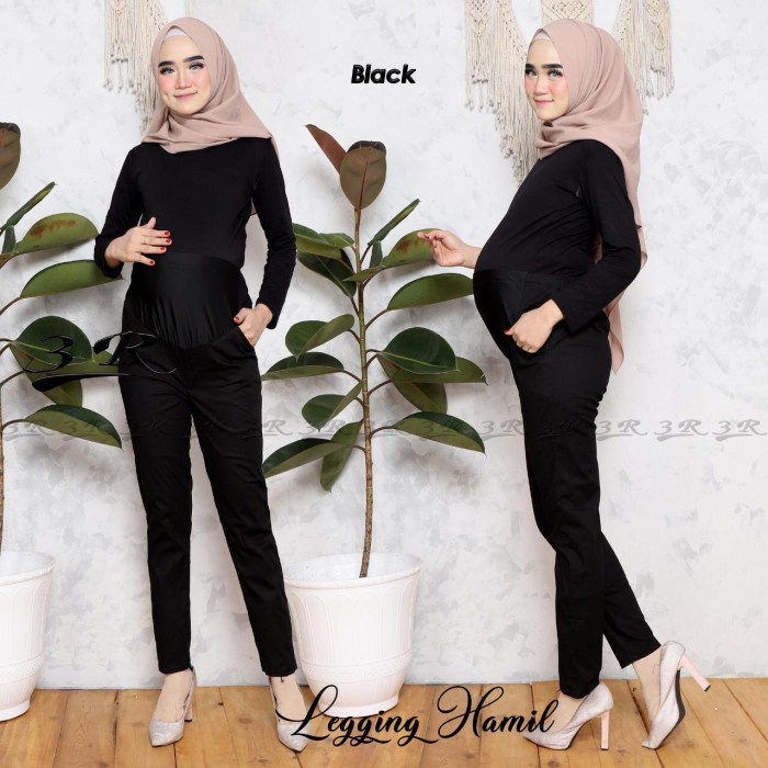 Legging Celana Hamil Bahan Katun Stretch 3R / Celana Kerja Hamil Katun 3R