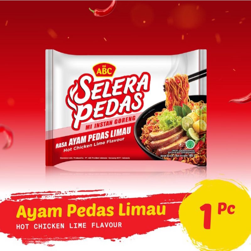 

Mie Mi ABC Selera Pedas Rasa Ayam Pedas Limau