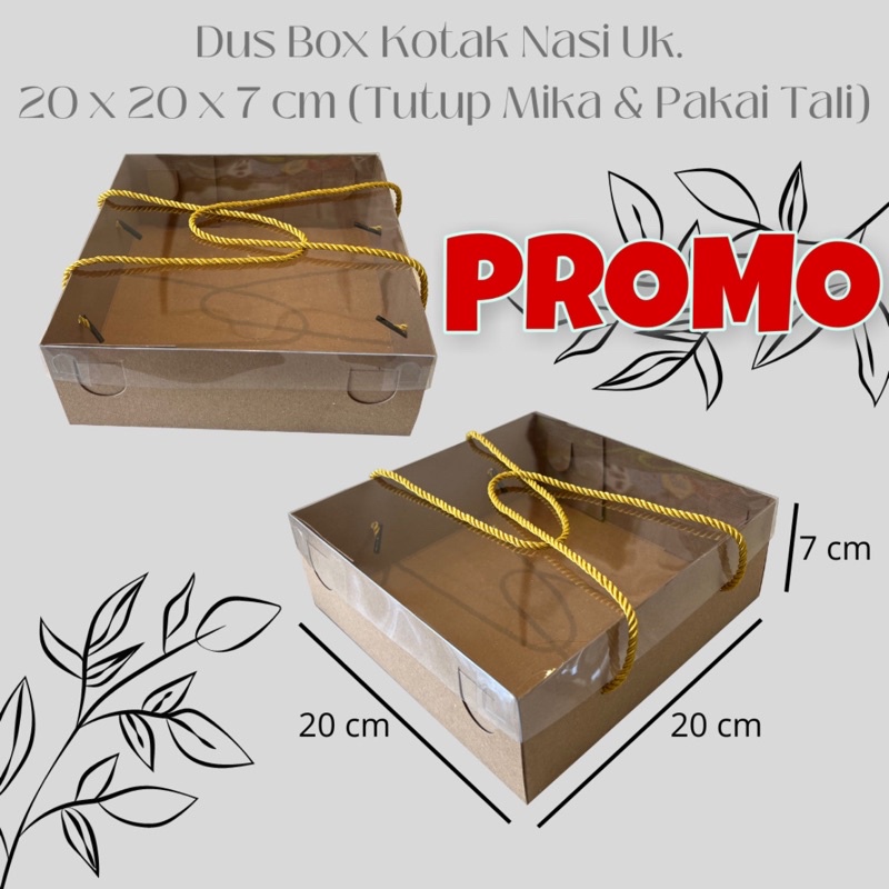 Box Doskue 20 x 20 x 7 cm Tutup Mika+Tali (Min Order 2 Pcs)