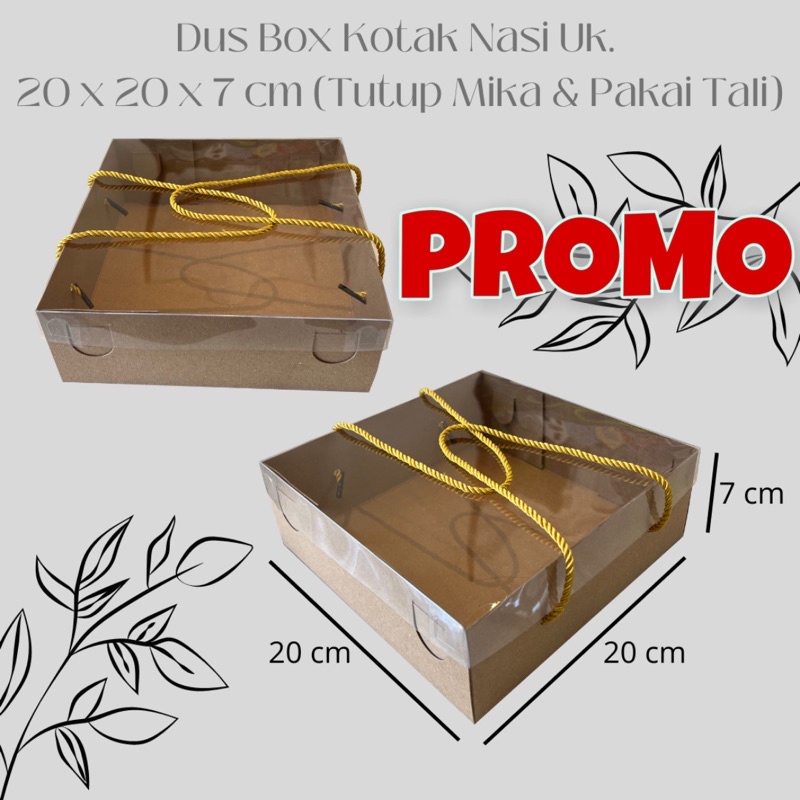 Box Doskue 20x20x7 cm Tutup Mika + Tali (Min Order 2 Pcs)