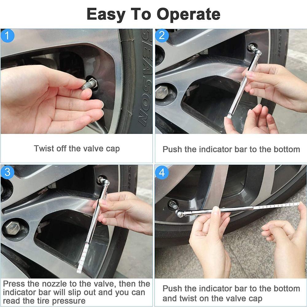 LANFY Pensil Tire pressure Gauge Portable Mobil Truk Sepeda Mekanik Akurat 5-50 PSI Stainless Steel Metal Made Nozzle Alat Tes Tekanan Angin Ban Meter
