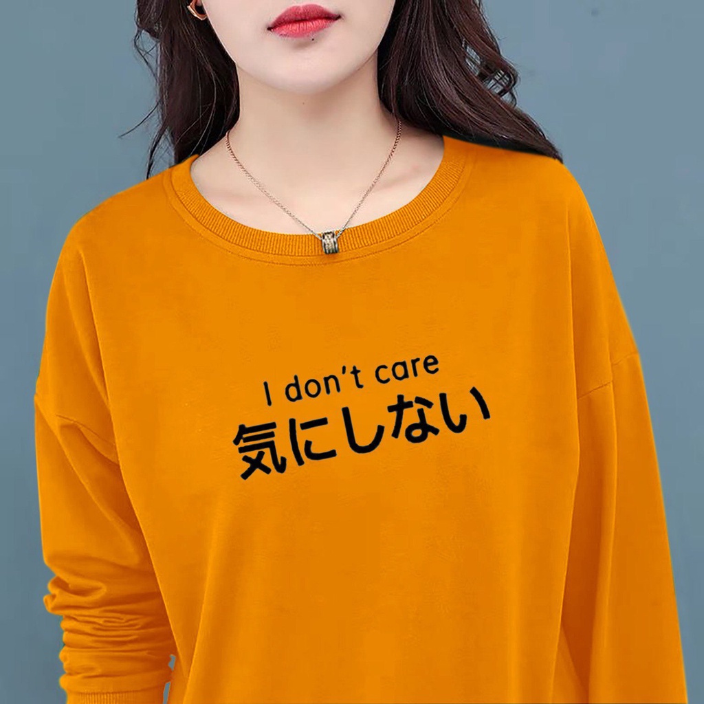 DL88 I BAJU ATASAN WANITA I DON'T CARE (S,M,L,XL,XXL)TERBARU-BAJU DISTRO CEWEK LENGAN PANJANG