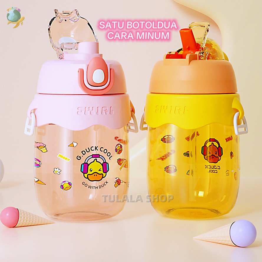 [TULALA SHOP]Botol minunJerami Anak Karakter duck/Botol Minum Import Kualitas Tinggi/Botol Minum Lucu Motif Karakter Imut dengan Sedotan Tempat Air Minum Sedotan Straw Water Bottle Wadah