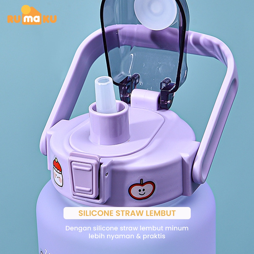 Rumaku Botol Minum Pelangi Gradasi 2 Liter Motivation Gratis Stiker 2000 mL Premium Quality