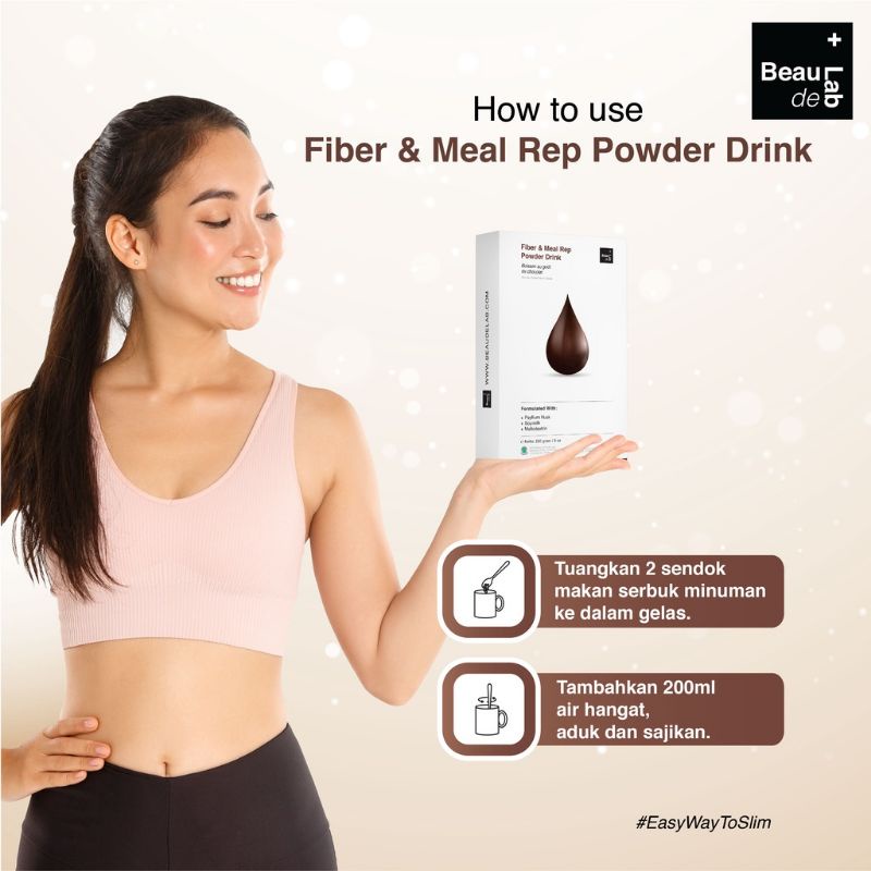 Beaudelab Fiber &amp; Meal Rep powder drink serat diet detox pengganti makanan