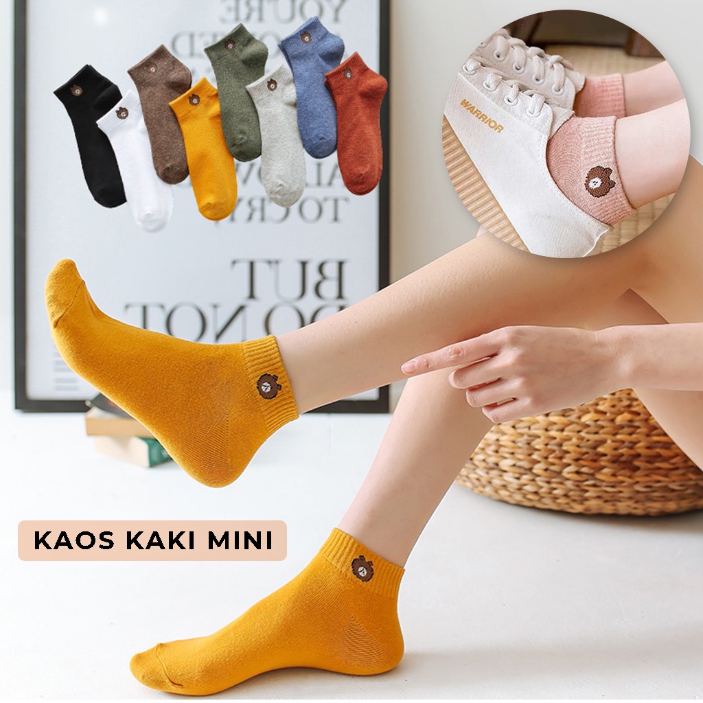 Kaos Kaki Korea Ankle Anak Wanita Pria Socks Bear Motif Lucu Cute Kaus Kaki Sekolah Kos Kaki Dewasa Kasual Pendek Polos | GROSIRXPRESS