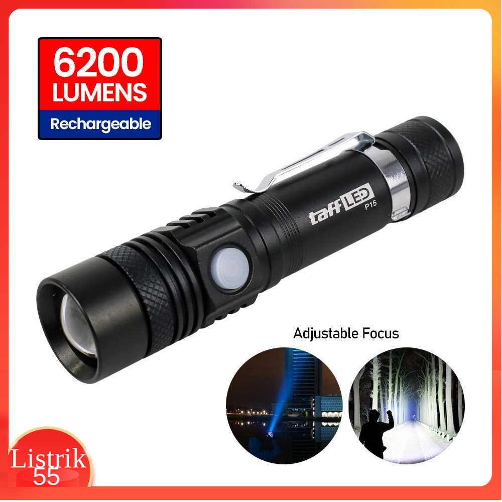 TaffLED Senter LED USB Rechargeable XML-T6 6200 Lumens 10W - P15