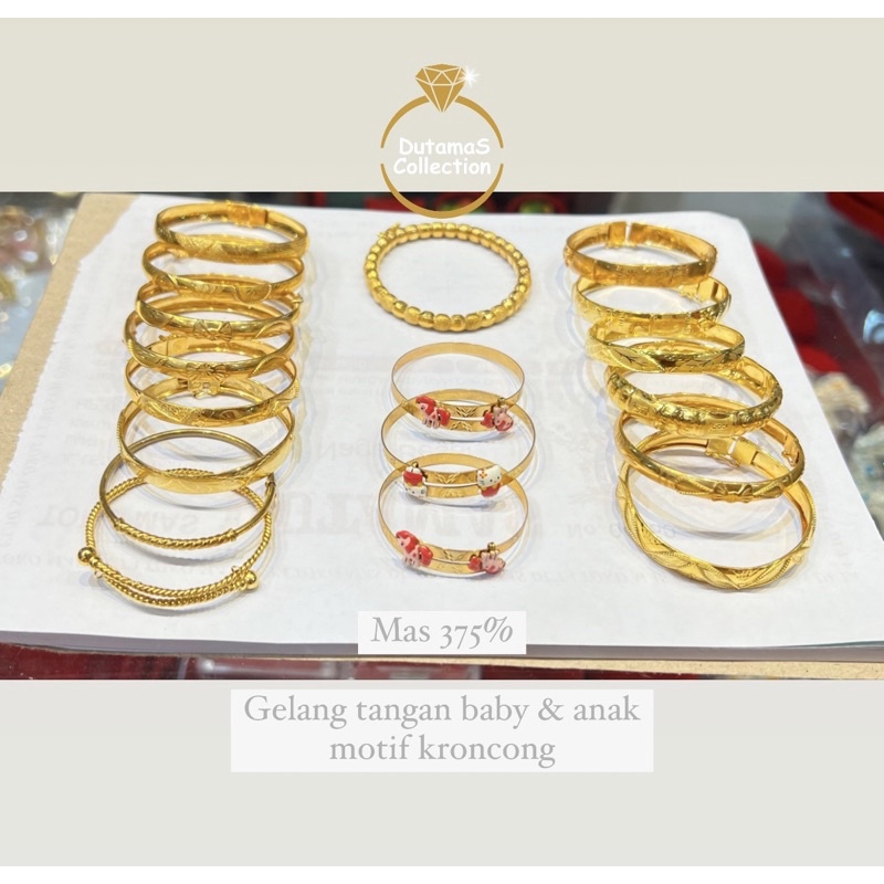 Gelang Kroncong Baby & Anak Berat 2-5gram an Emas Asli Kadar 375% || Bisa Dijual kembali