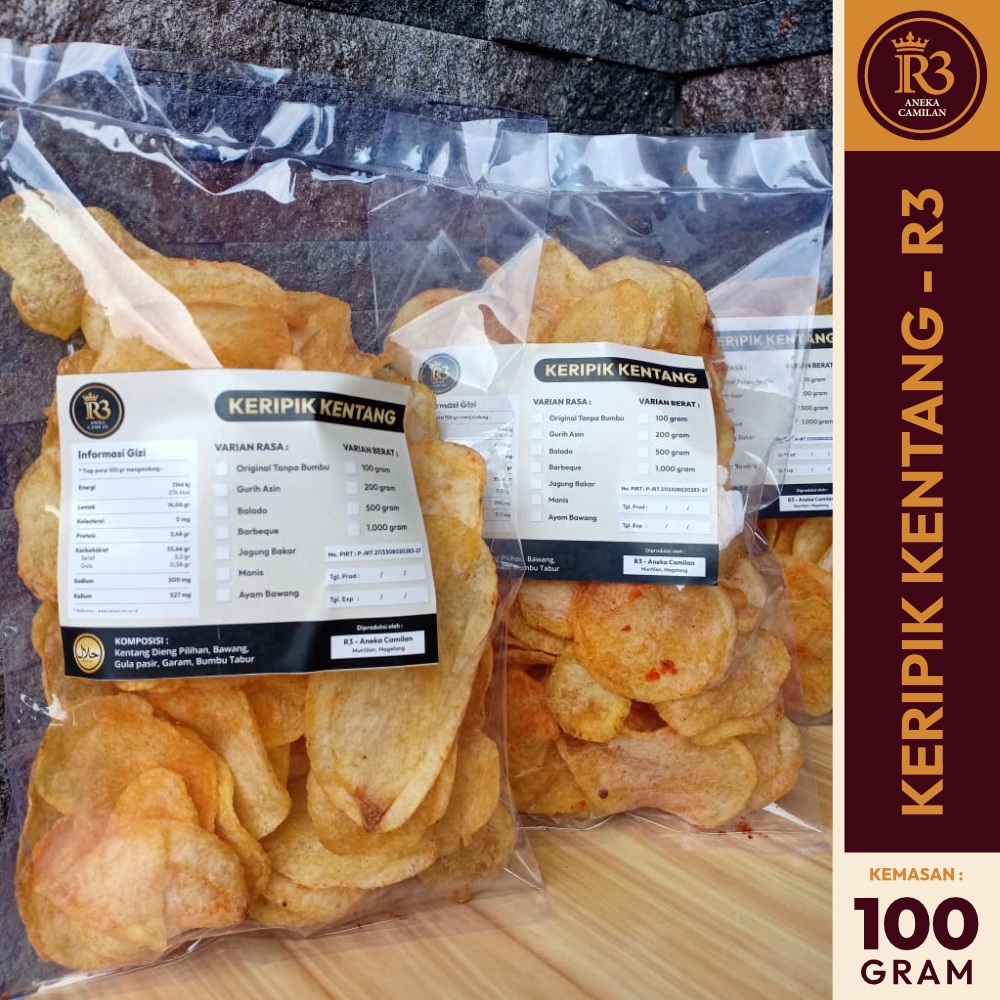 

Keripik Kentang R3 - Kemasan 100 gram - Snack Kentang